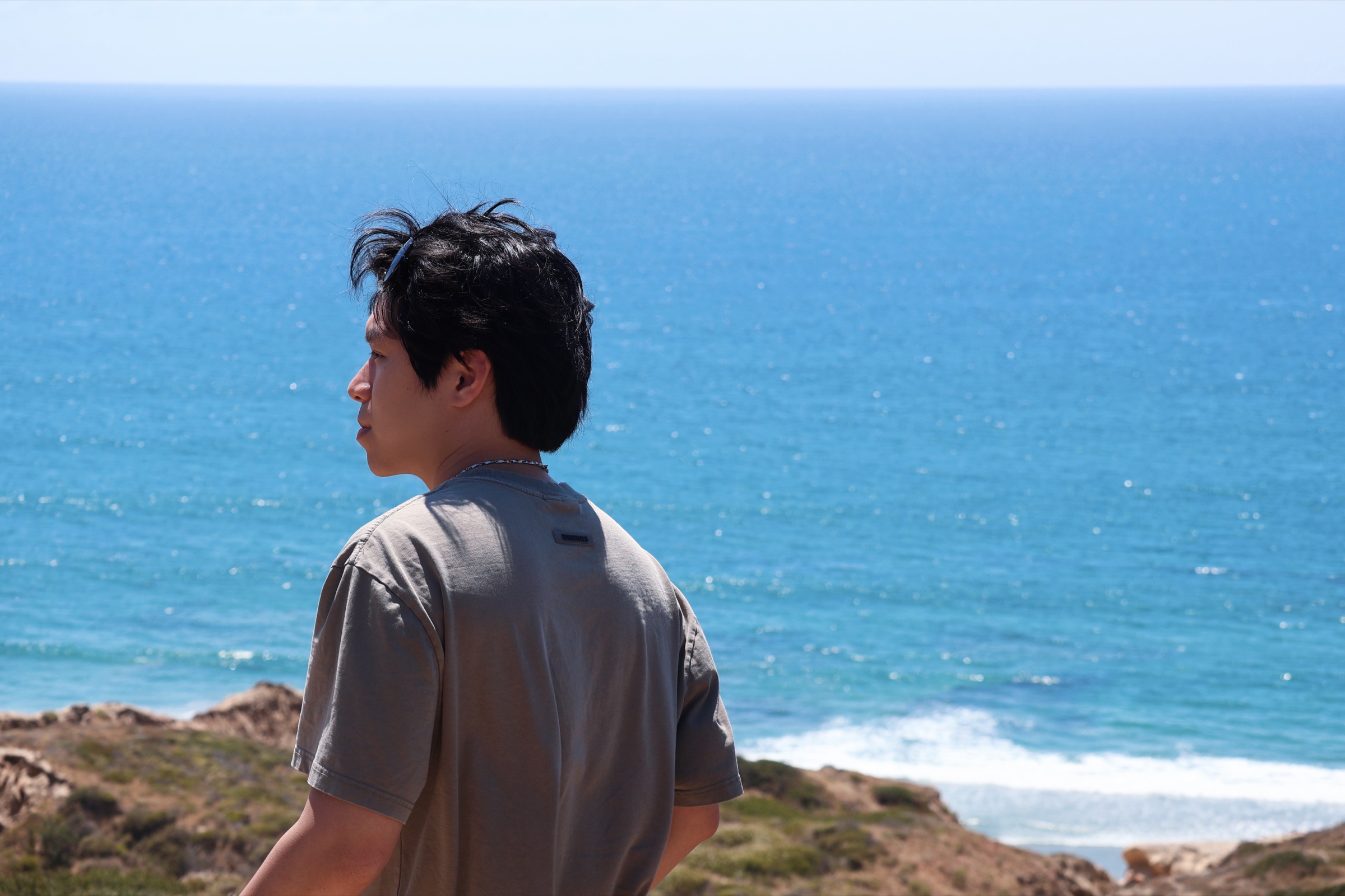 Baijin Eric Liu overlooking the coast